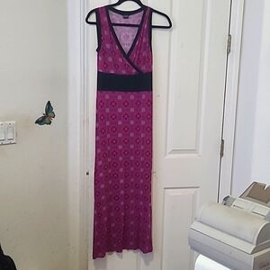 Long floral print jersey stretch maxi dress